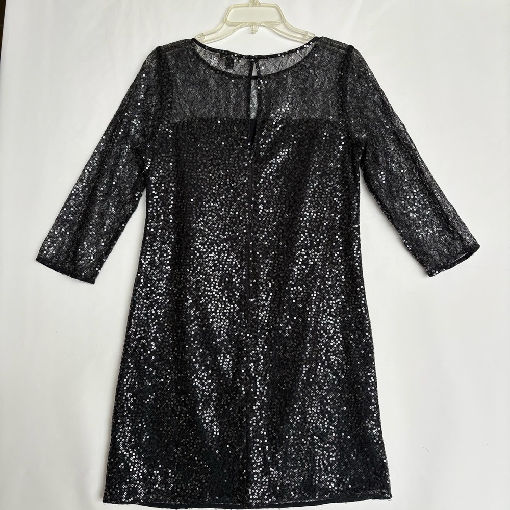Ann Taylor Black Sequin Long Sleeve Dress